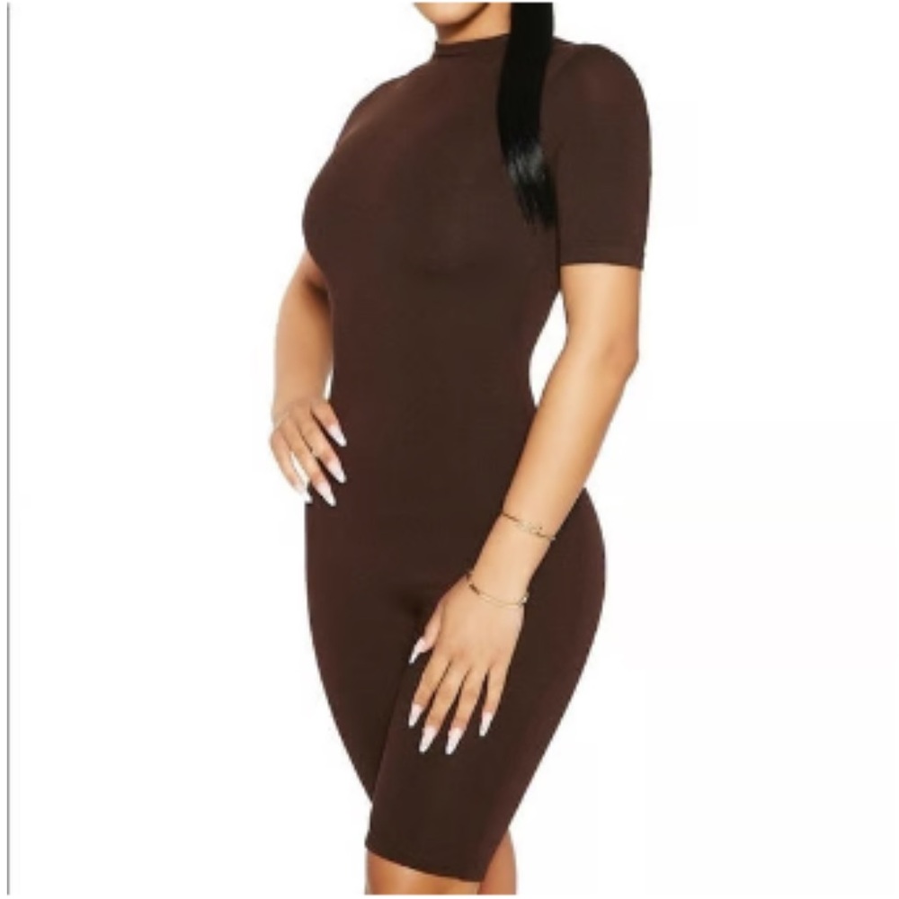 NWT’S!  NAKED WARDROBE ESPRESSO ROMPER!  SIZE S!  DOUBLE LINED!